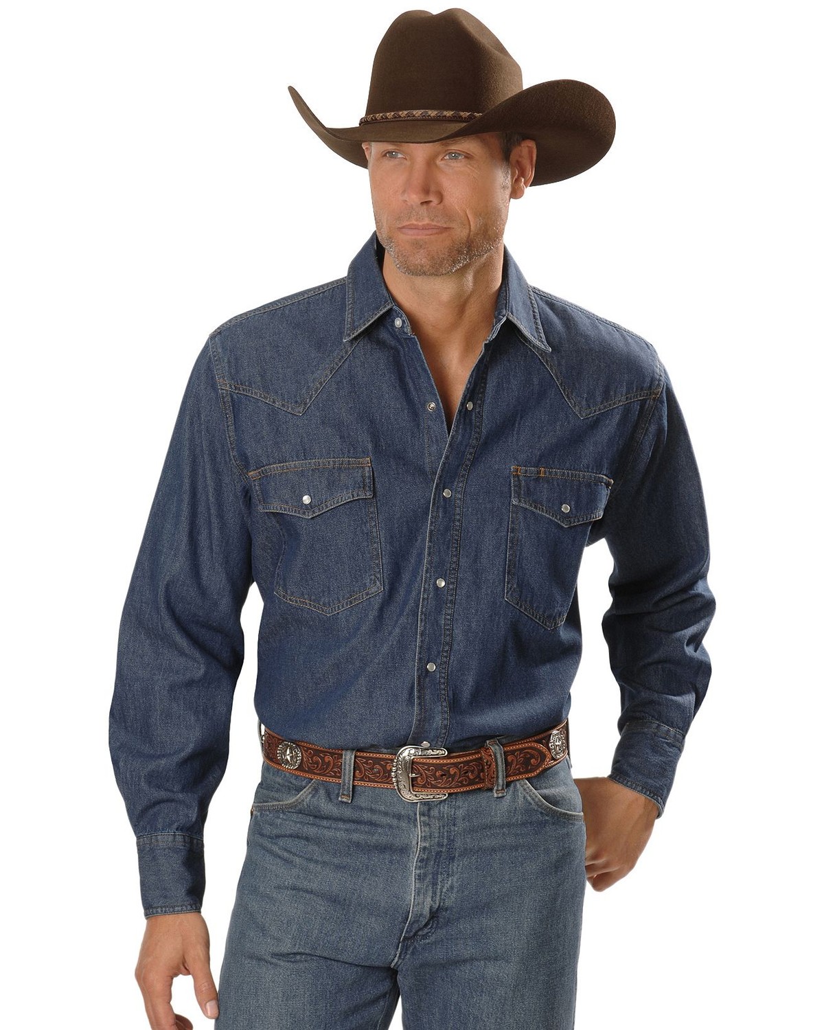 Denim Long Sleeve Western Shirt 
