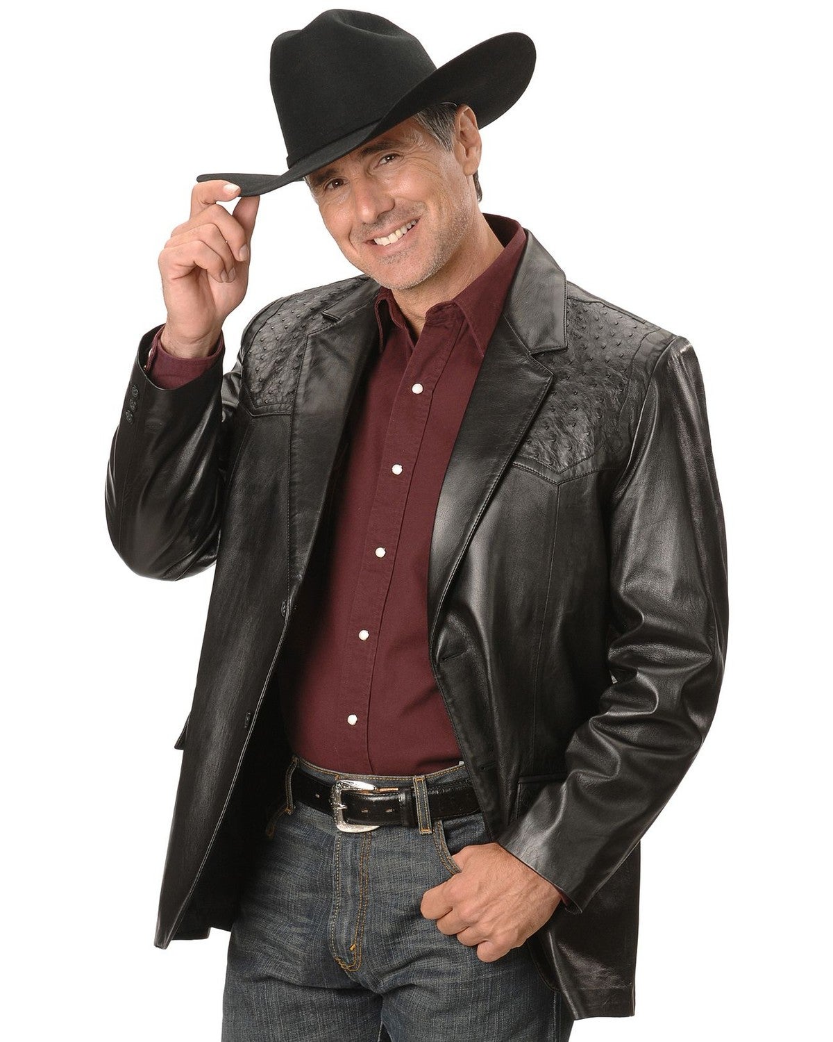 Scully Ostrich Trim Leather Blazer - Regular / Big and ... (1200 x 1500 Pixel)