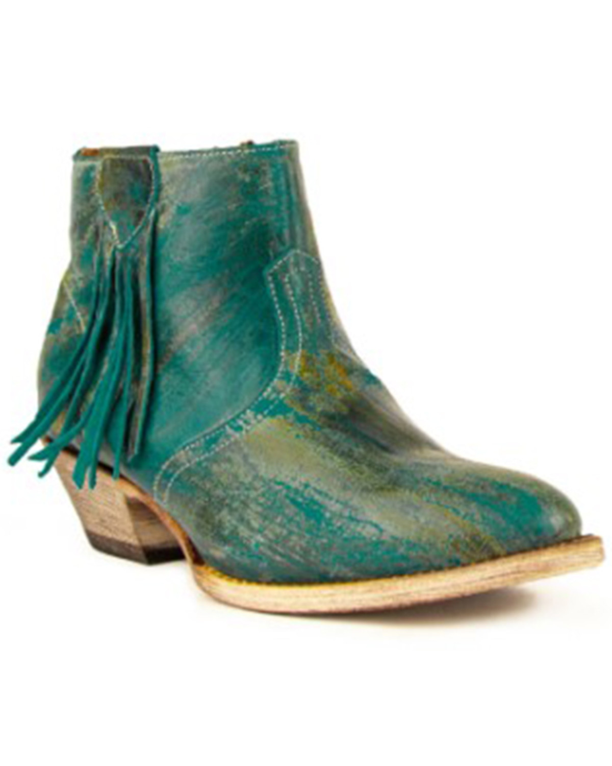 Turquoise fringe booties top