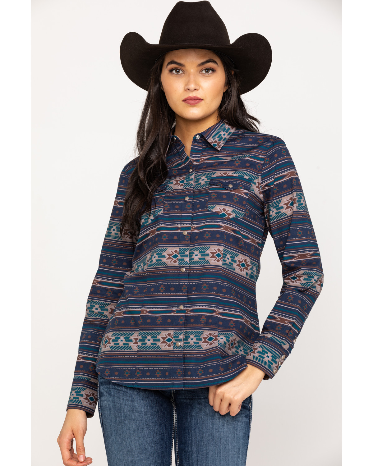 Roper Women's Blue Aztec Long Sleeve Shirt | Sheplers