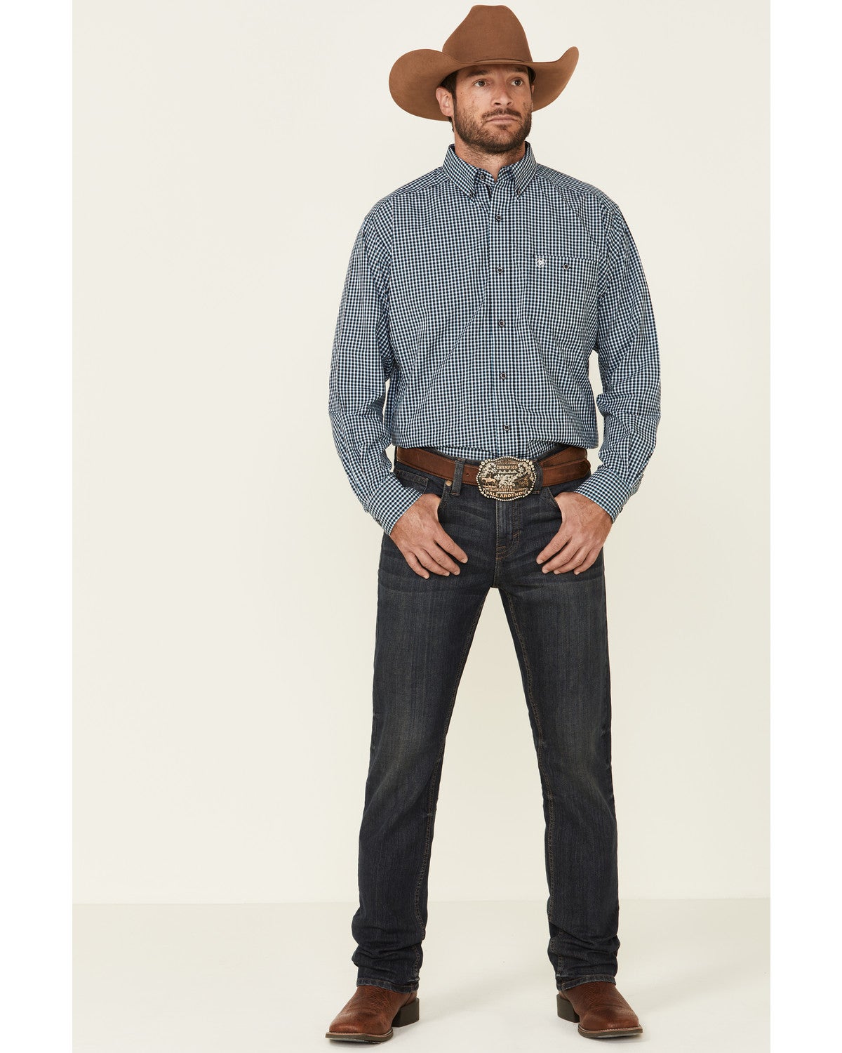 Ariat Men's Instrumental Stretch Small Plaid Long Sleeve Western Shirt