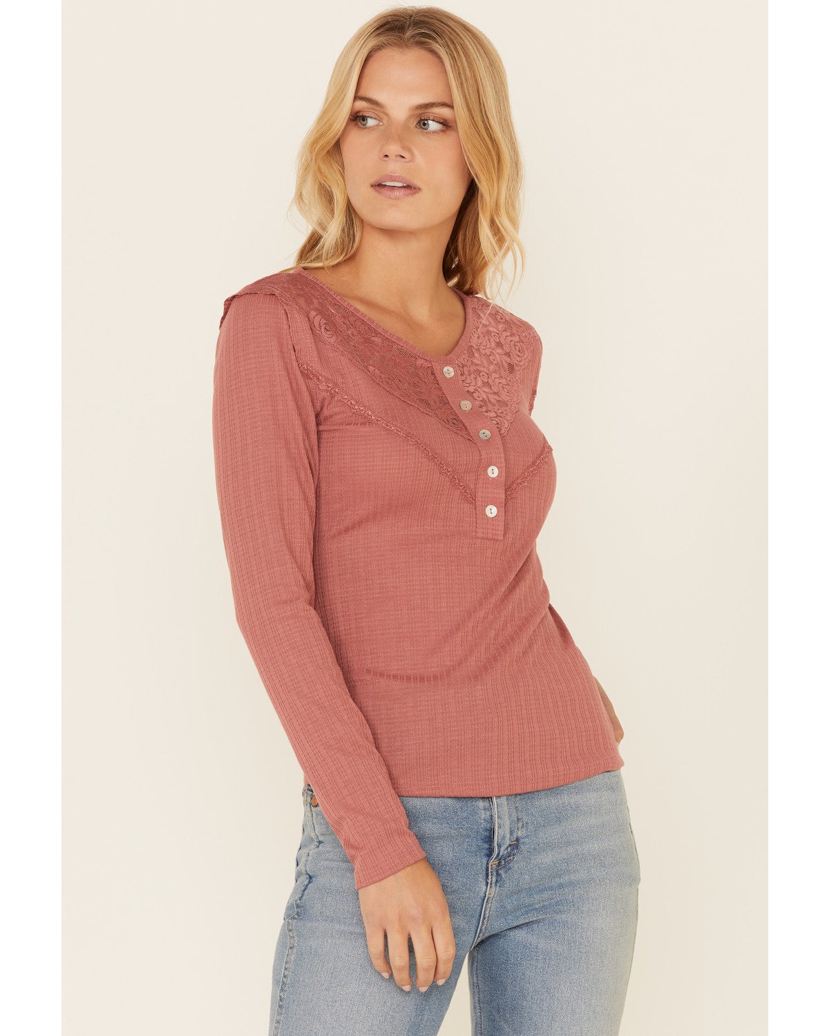 Wild Moss Women's Ribbed Lace Trim Long 