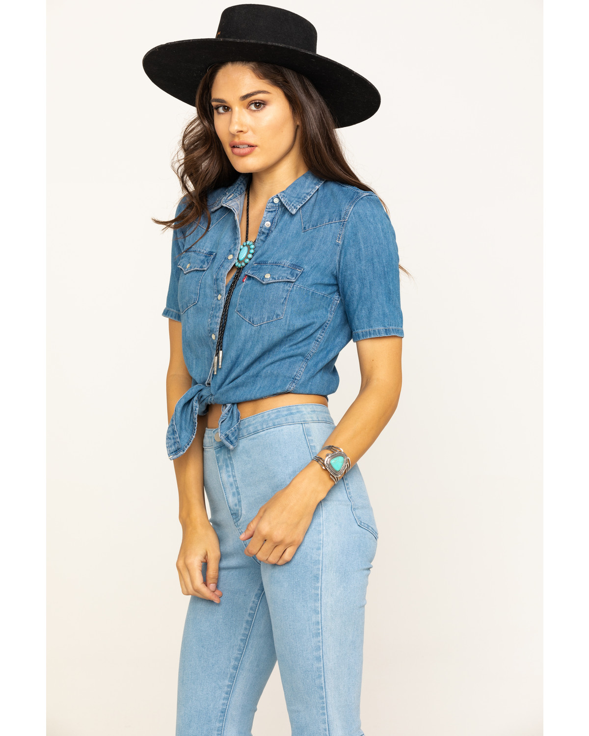 levi's western denim shirt womens