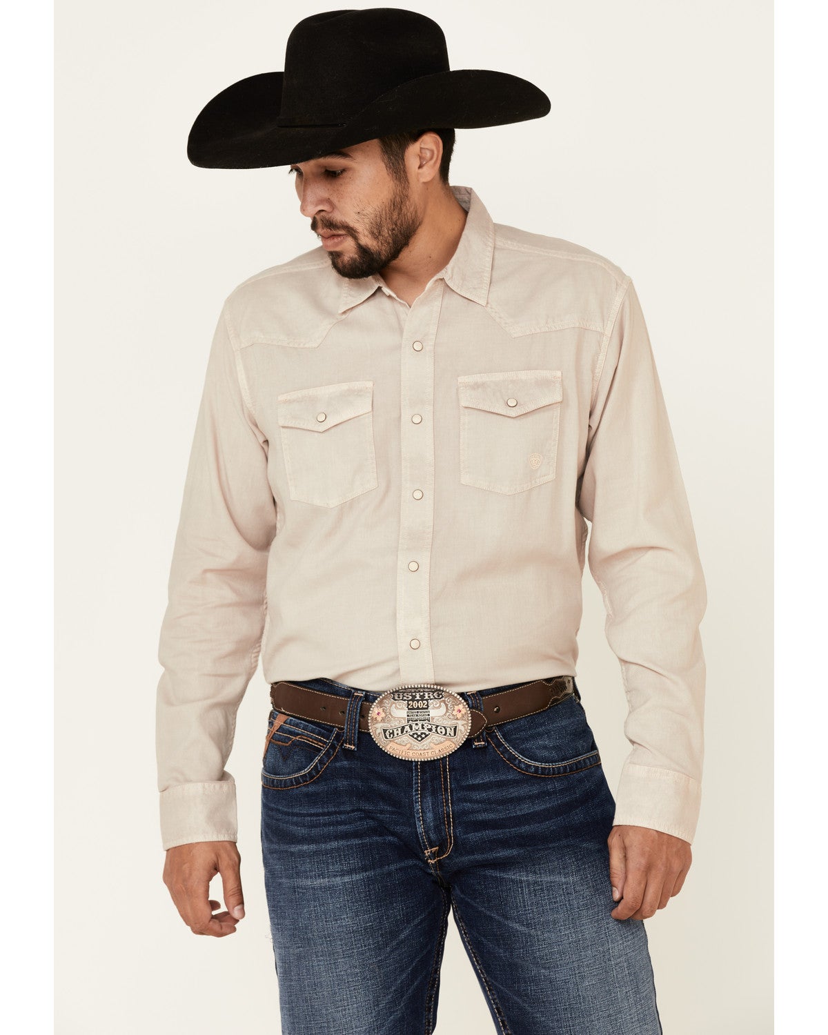 Ariat Men's Taupe Ace Solid Retro Long Sleeve Western Shirt Sheplers
