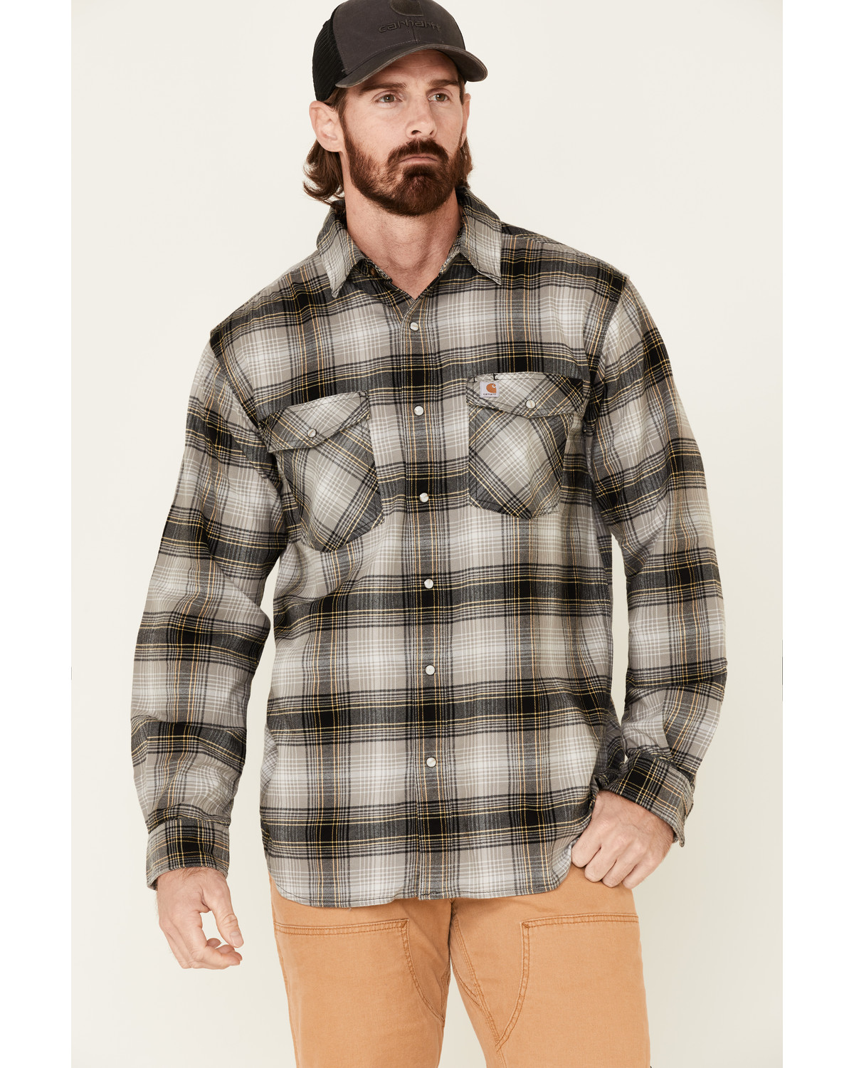 Carhartt men's rugged flex relaxed fit flannel long sleeve plaid shirt clearance