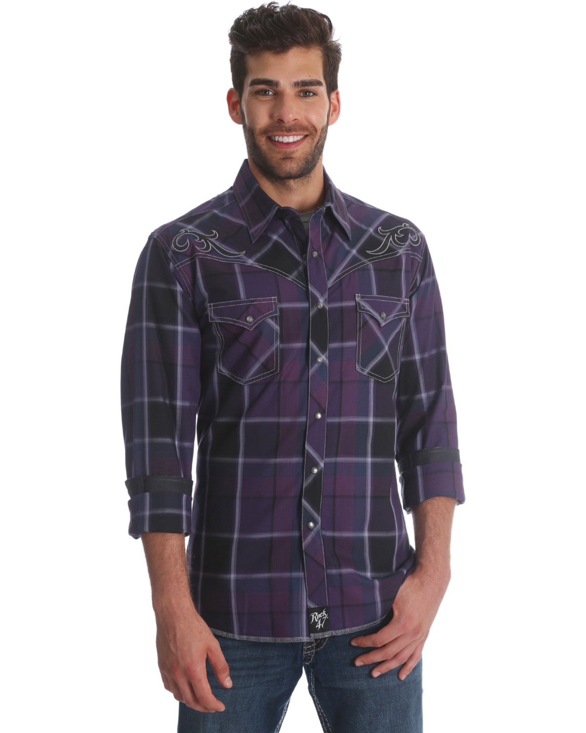 Rock 47 by Wrangler Men's Purple Plaid 