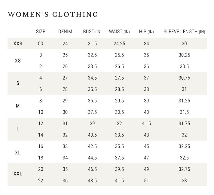 Women's Sizing Guidelines